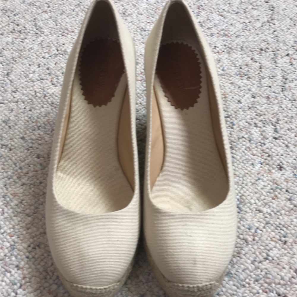 J Crew natural espadrille wedges